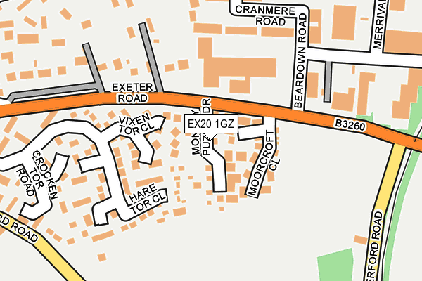 EX20 1GZ map - OS OpenMap – Local (Ordnance Survey) EX20 1GZ map - OS OpenMap – Local (Ordnance Survey)