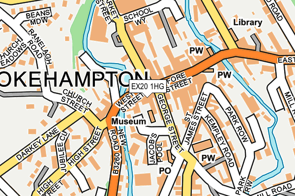 EX20 1HG map - OS OpenMap – Local (Ordnance Survey) EX20 1HG map - OS OpenMap – Local (Ordnance Survey)