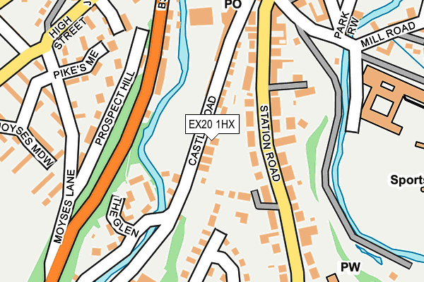 EX20 1HX map - OS OpenMap – Local (Ordnance Survey) EX20 1HX map - OS OpenMap – Local (Ordnance Survey)