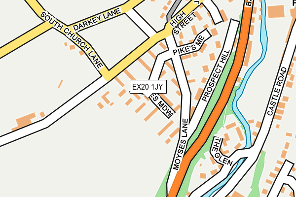 EX20 1JY map - OS OpenMap – Local (Ordnance Survey) EX20 1JY map - OS OpenMap – Local (Ordnance Survey)