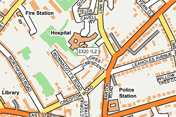 EX20 1LZ map - OS OpenMap – Local (Ordnance Survey) EX20 1LZ map - OS OpenMap – Local (Ordnance Survey)