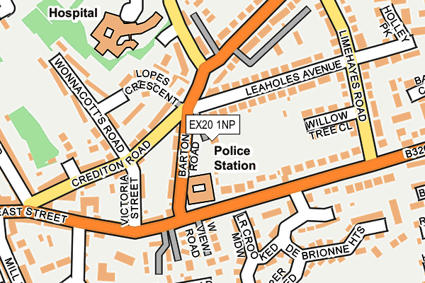 EX20 1NP map - OS OpenMap – Local (Ordnance Survey) EX20 1NP map - OS OpenMap – Local (Ordnance Survey)