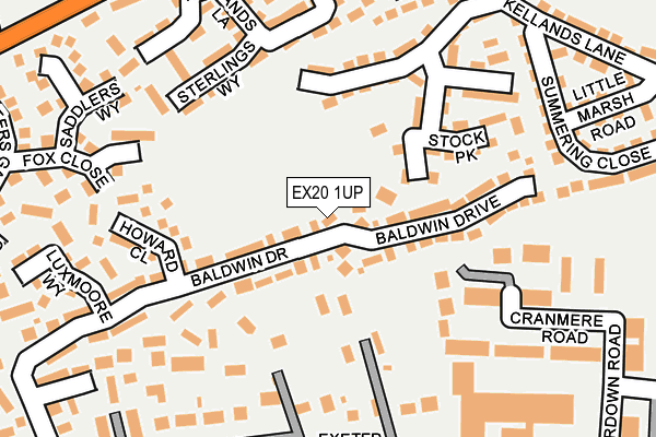 EX20 1UP map - OS OpenMap – Local (Ordnance Survey) EX20 1UP map - OS OpenMap – Local (Ordnance Survey)