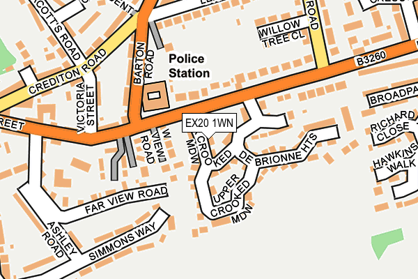 EX20 1WN map - OS OpenMap – Local (Ordnance Survey) EX20 1WN map - OS OpenMap – Local (Ordnance Survey)