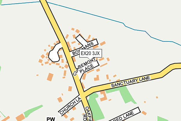 EX20 3JX map - OS OpenMap – Local (Ordnance Survey) EX20 3JX map - OS OpenMap – Local (Ordnance Survey)