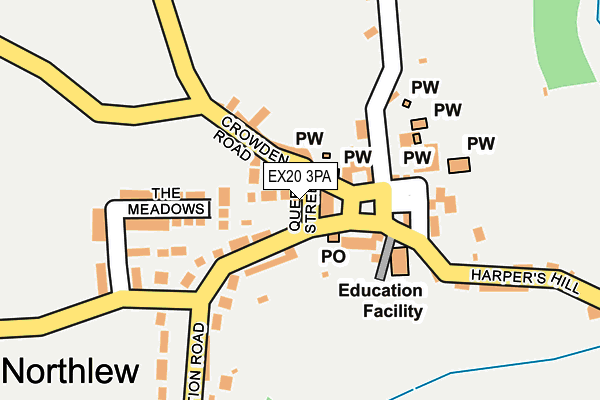 EX20 3PA map - OS OpenMap – Local (Ordnance Survey) EX20 3PA map - OS OpenMap – Local (Ordnance Survey)