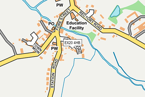 EX20 4HB map - OS OpenMap – Local (Ordnance Survey) EX20 4HB map - OS OpenMap – Local (Ordnance Survey)