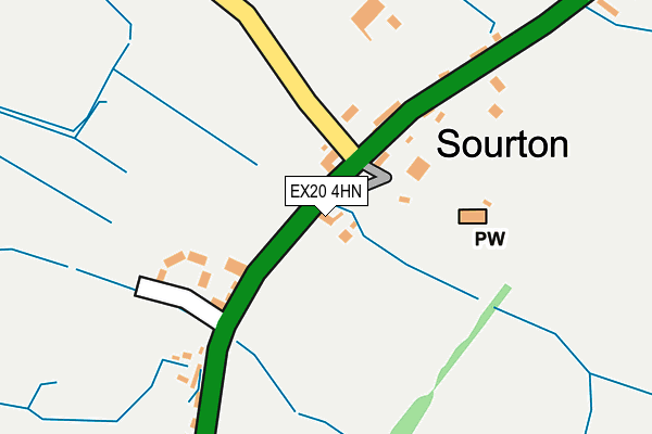 EX20 4HN map - OS OpenMap – Local (Ordnance Survey) EX20 4HN map - OS OpenMap – Local (Ordnance Survey)