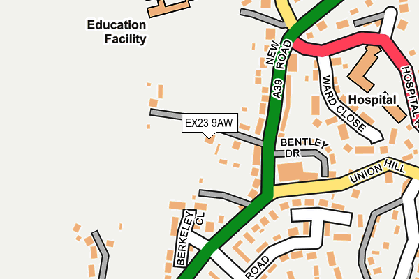 EX23 9AW map - OS OpenMap – Local (Ordnance Survey) EX23 9AW map - OS OpenMap – Local (Ordnance Survey)