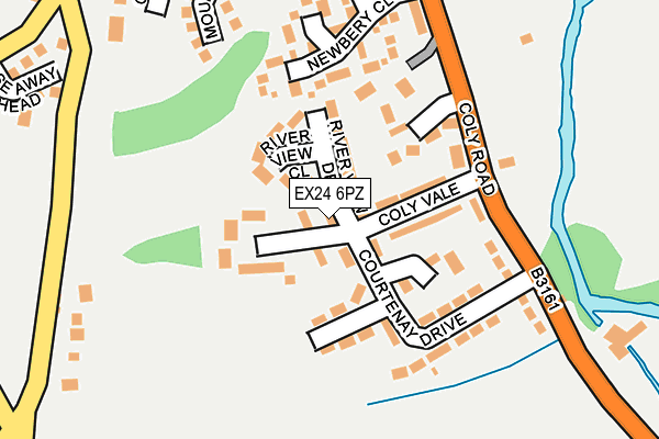 EX24 6PZ map - OS OpenMap – Local (Ordnance Survey) EX24 6PZ map - OS OpenMap – Local (Ordnance Survey)