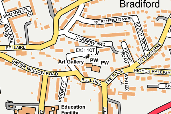 EX31 1QT map - OS OpenMap – Local (Ordnance Survey) EX31 1QT map - OS OpenMap – Local (Ordnance Survey)