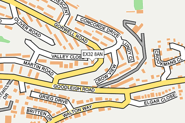EX32 8AN map - OS OpenMap – Local (Ordnance Survey) EX32 8AN map - OS OpenMap – Local (Ordnance Survey)