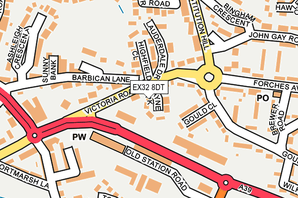 EX32 8DT map - OS OpenMap – Local (Ordnance Survey) EX32 8DT map - OS OpenMap – Local (Ordnance Survey)