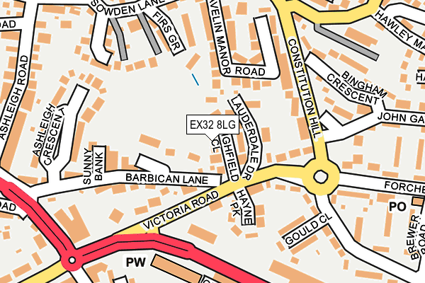 EX32 8LG map - OS OpenMap – Local (Ordnance Survey) EX32 8LG map - OS OpenMap – Local (Ordnance Survey)