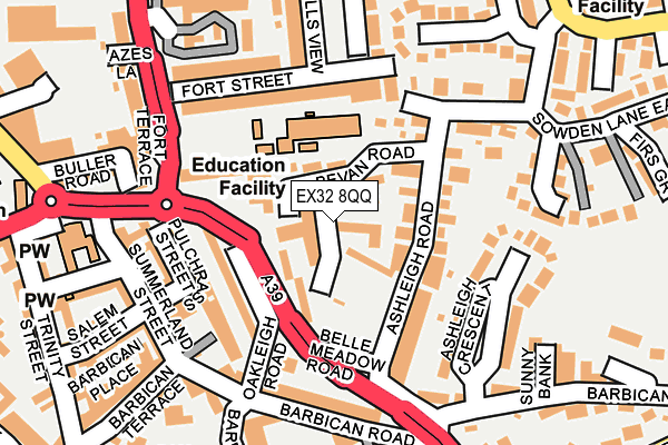 EX32 8QQ map - OS OpenMap – Local (Ordnance Survey) EX32 8QQ map - OS OpenMap – Local (Ordnance Survey)