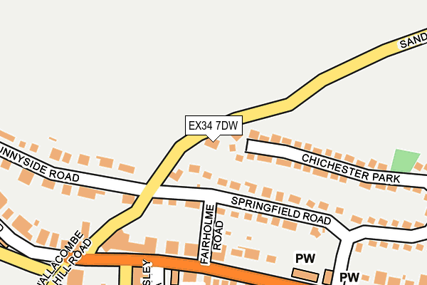 EX34 7DW map - OS OpenMap – Local (Ordnance Survey) EX34 7DW map - OS OpenMap – Local (Ordnance Survey)