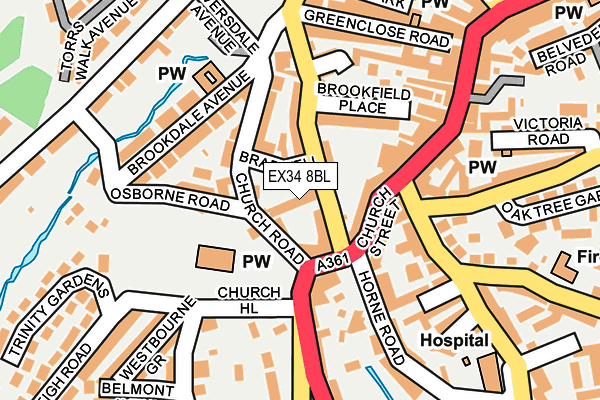 EX34 8BL map - OS OpenMap – Local (Ordnance Survey) EX34 8BL map - OS OpenMap – Local (Ordnance Survey)