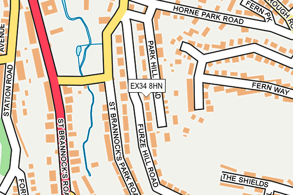 EX34 8HN map - OS OpenMap – Local (Ordnance Survey) EX34 8HN map - OS OpenMap – Local (Ordnance Survey)