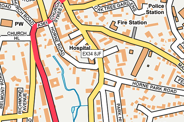 EX34 8JF map - OS OpenMap – Local (Ordnance Survey) EX34 8JF map - OS OpenMap – Local (Ordnance Survey)
