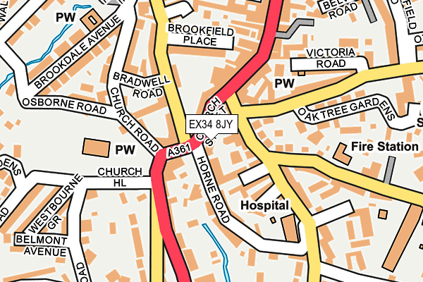 EX34 8JY map - OS OpenMap – Local (Ordnance Survey) EX34 8JY map - OS OpenMap – Local (Ordnance Survey)