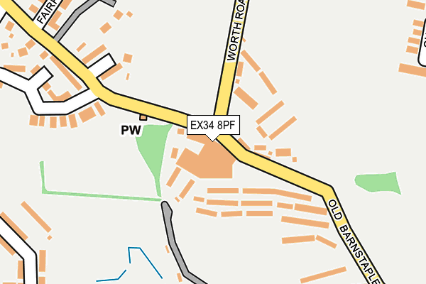 EX34 8PF map - OS OpenMap – Local (Ordnance Survey) EX34 8PF map - OS OpenMap – Local (Ordnance Survey)
