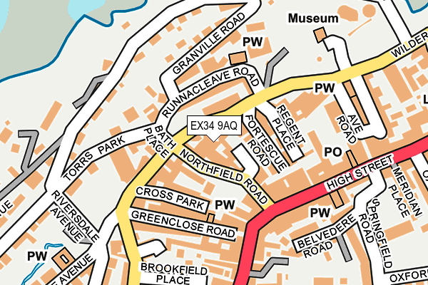 EX34 9AQ map - OS OpenMap – Local (Ordnance Survey) EX34 9AQ map - OS OpenMap – Local (Ordnance Survey)