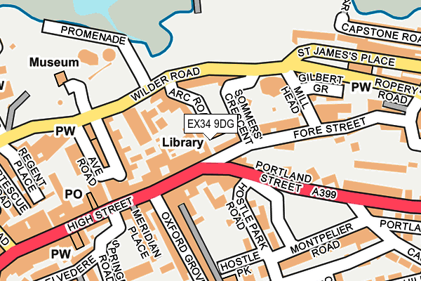 EX34 9DG map - OS OpenMap – Local (Ordnance Survey) EX34 9DG map - OS OpenMap – Local (Ordnance Survey)