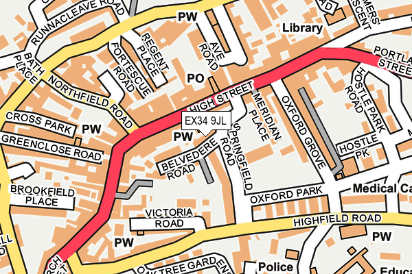 EX34 9JL map - OS OpenMap – Local (Ordnance Survey) EX34 9JL map - OS OpenMap – Local (Ordnance Survey)