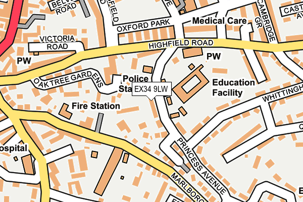 EX34 9LW map - OS OpenMap – Local (Ordnance Survey) EX34 9LW map - OS OpenMap – Local (Ordnance Survey)