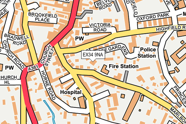 EX34 9NA map - OS OpenMap – Local (Ordnance Survey) EX34 9NA map - OS OpenMap – Local (Ordnance Survey)