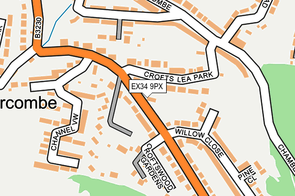 EX34 9PX map - OS OpenMap – Local (Ordnance Survey) EX34 9PX map - OS OpenMap – Local (Ordnance Survey)