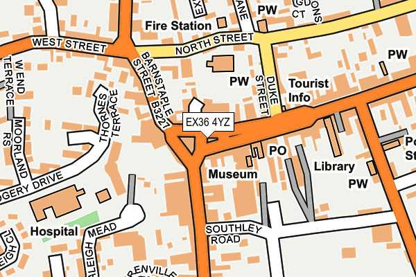 EX36 4YZ map - OS OpenMap – Local (Ordnance Survey) EX36 4YZ map - OS OpenMap – Local (Ordnance Survey)