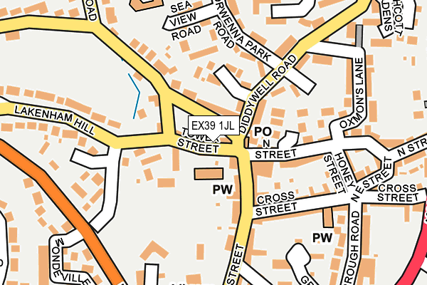 EX39 1JL map - OS OpenMap – Local (Ordnance Survey) EX39 1JL map - OS OpenMap – Local (Ordnance Survey)