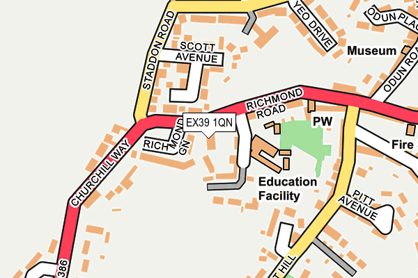 EX39 1QN map - OS OpenMap – Local (Ordnance Survey)