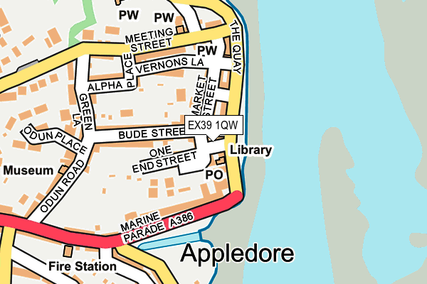 EX39 1QW map - OS OpenMap – Local (Ordnance Survey) EX39 1QW map - OS OpenMap – Local (Ordnance Survey)