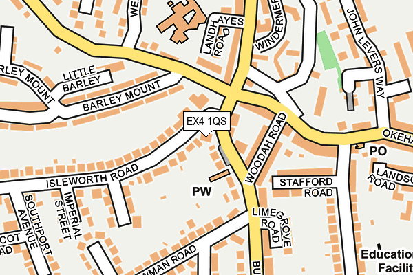 EX4 1QS map - OS OpenMap – Local (Ordnance Survey) EX4 1QS map - OS OpenMap – Local (Ordnance Survey)