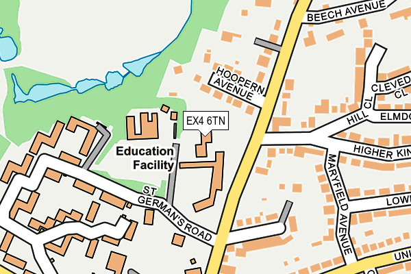 EX4 6TN map - OS OpenMap – Local (Ordnance Survey) EX4 6TN map - OS OpenMap – Local (Ordnance Survey)