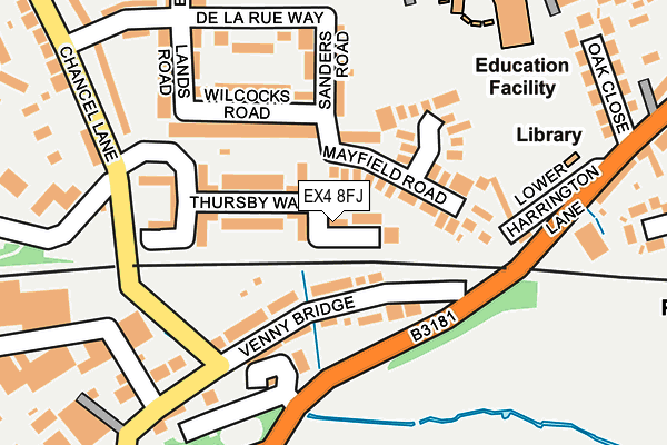 EX4 8FJ map - OS OpenMap – Local (Ordnance Survey) EX4 8FJ map - OS OpenMap – Local (Ordnance Survey)