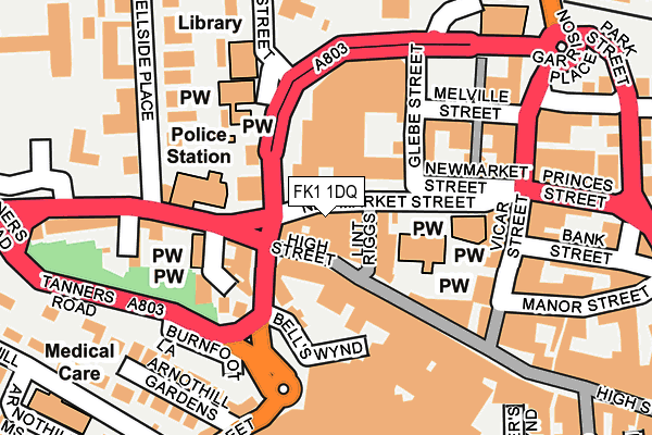 FK1 1DQ map - OS OpenMap – Local (Ordnance Survey)