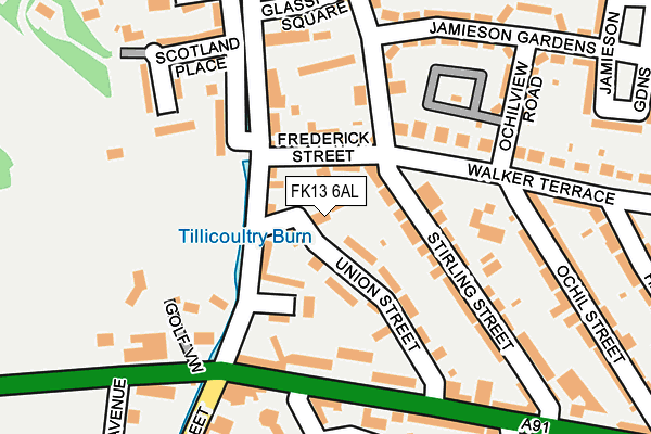 FK13 6AL map - OS OpenMap – Local (Ordnance Survey) FK13 6AL map - OS OpenMap – Local (Ordnance Survey)