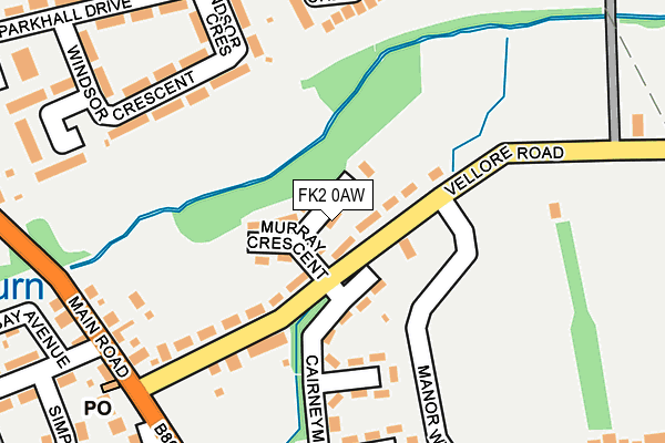 FK2 0AW map - OS OpenMap – Local (Ordnance Survey) FK2 0AW map - OS OpenMap – Local (Ordnance Survey)