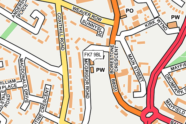 FK7 9BL map - OS OpenMap – Local (Ordnance Survey) FK7 9BL map - OS OpenMap – Local (Ordnance Survey)