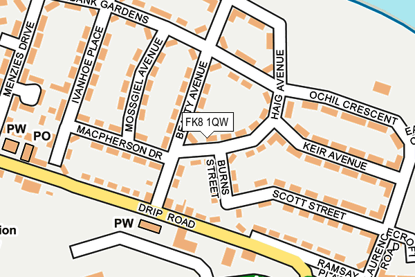 FK8 1QW map - OS OpenMap – Local (Ordnance Survey) FK8 1QW map - OS OpenMap – Local (Ordnance Survey)