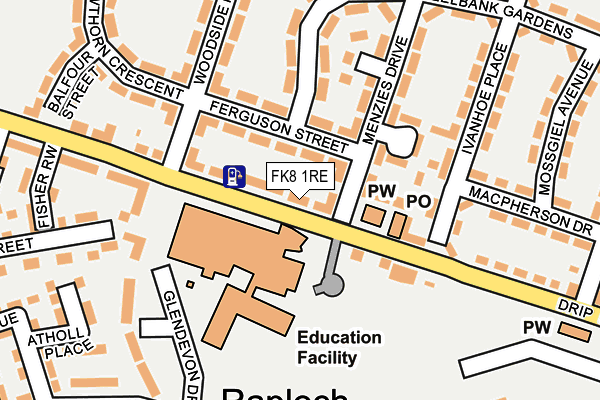FK8 1RE map - OS OpenMap – Local (Ordnance Survey) FK8 1RE map - OS OpenMap – Local (Ordnance Survey)