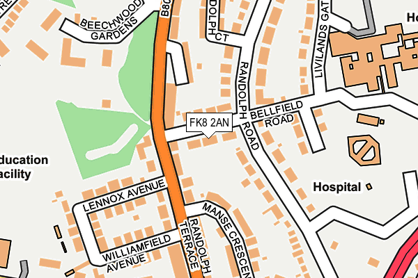 FK8 2AN map - OS OpenMap – Local (Ordnance Survey) FK8 2AN map - OS OpenMap – Local (Ordnance Survey)