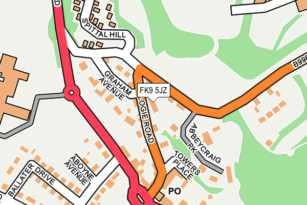 FK9 5JZ map - OS OpenMap – Local (Ordnance Survey) FK9 5JZ map - OS OpenMap – Local (Ordnance Survey)