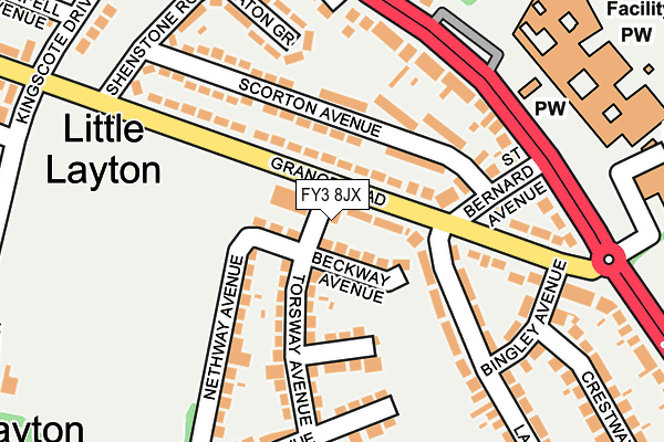 FY3 8JX map - OS OpenMap – Local (Ordnance Survey) FY3 8JX map - OS OpenMap – Local (Ordnance Survey)