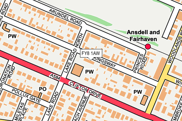FY8 1AW map - OS OpenMap – Local (Ordnance Survey) FY8 1AW map - OS OpenMap – Local (Ordnance Survey)