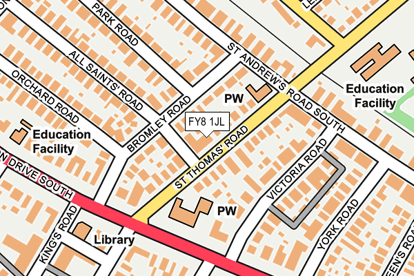 FY8 1JL map - OS OpenMap – Local (Ordnance Survey) FY8 1JL map - OS OpenMap – Local (Ordnance Survey)