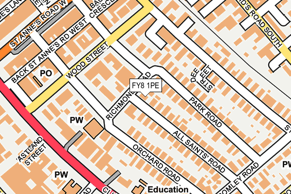 FY8 1PE map - OS OpenMap – Local (Ordnance Survey) FY8 1PE map - OS OpenMap – Local (Ordnance Survey)